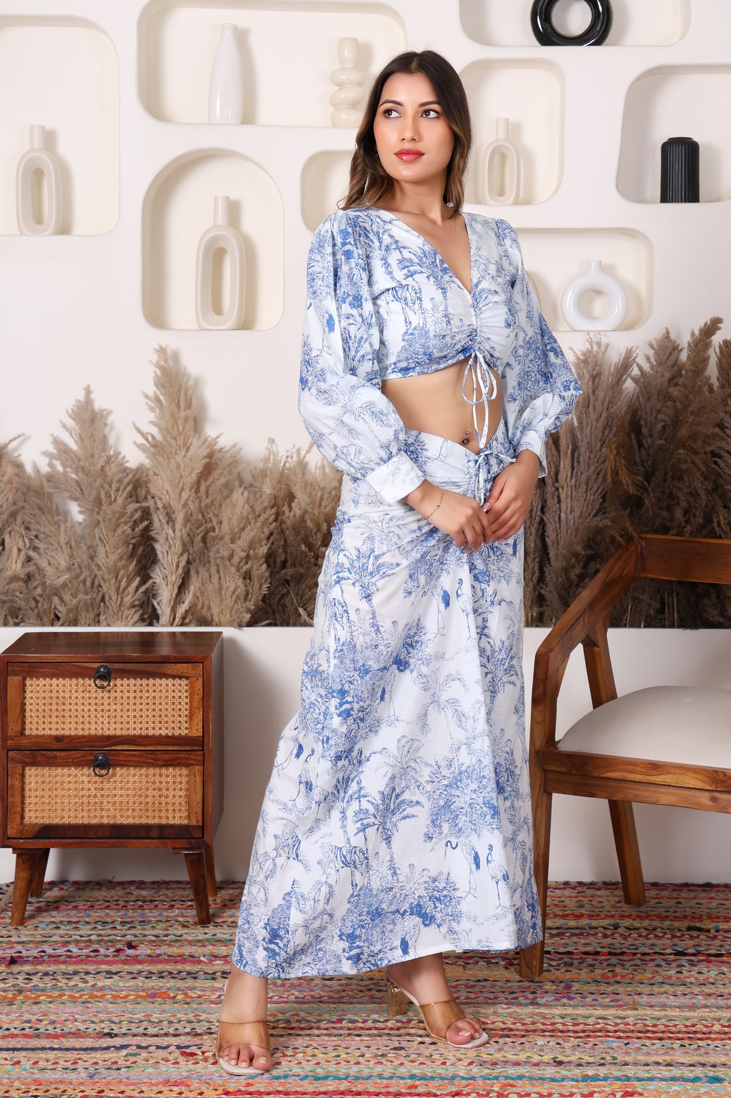 Blue Toile Print Co-ord Set