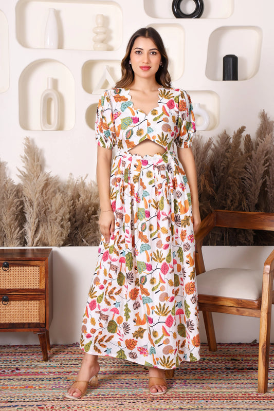 Boho Bloom Cut-Out Maxi Dress