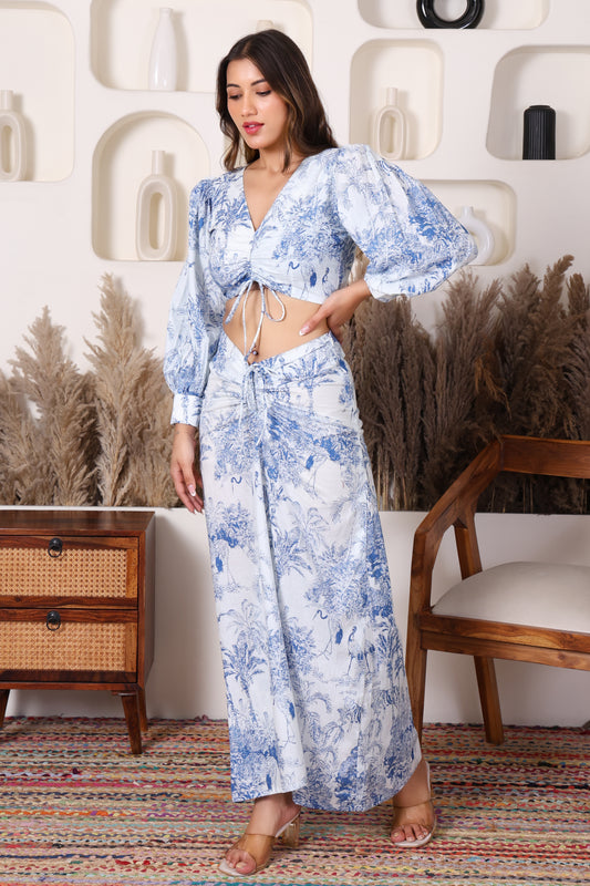 Blue Toile Print Co-ord Set